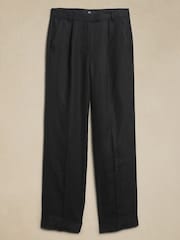 Banana Republic Black Lina Straight Linen Trousers - Image 5 of 5