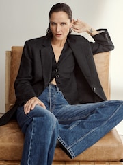 Banana Republic Black Lina Relaxed Linen Blazer - Image 1 of 2