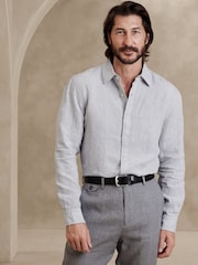 Banana Republic Grey Castello Linen Shirt - Image 1 of 2