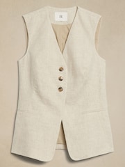 Banana Republic Beige Lina Linen Waistcoat - Image 4 of 5