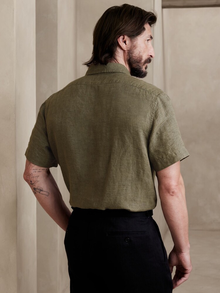 Banana Republic Green Castelletto Linen Shirt - Image 2 of 4