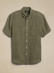 Banana Republic Green Castelletto Linen Shirt - Image 4 of 4