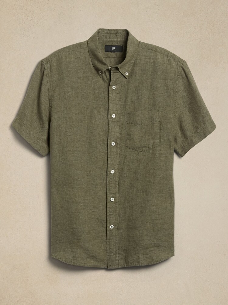 Banana Republic Green Castelletto Linen Shirt - Image 4 of 4