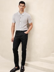 Banana Republic Black Slim Linen-Cotton Traveler Trousers - Image 1 of 4