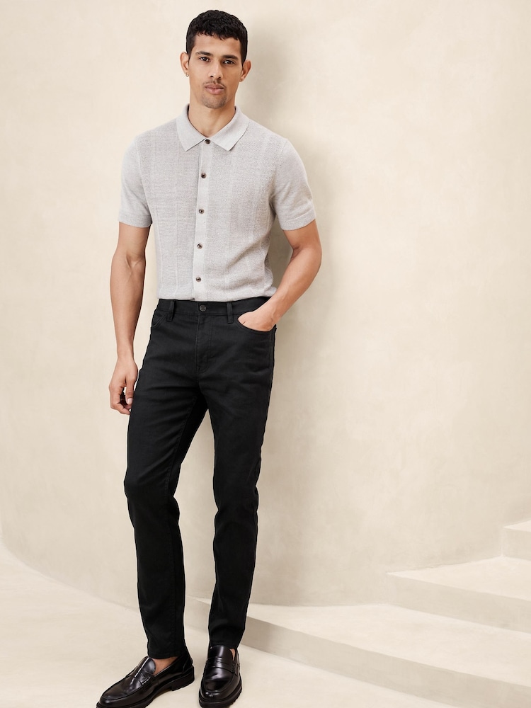 Banana Republic Black Slim Linen-Cotton Traveler Trousers - Image 1 of 4