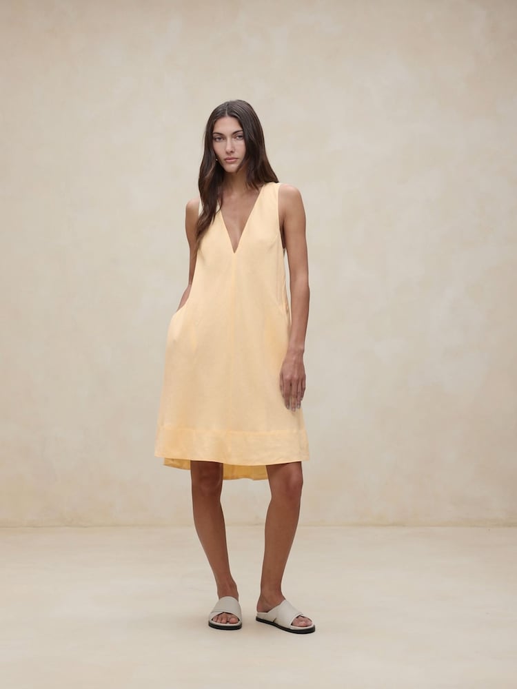 Banana Republic Yellow Ava Linen Mini Dress - Image 1 of 5