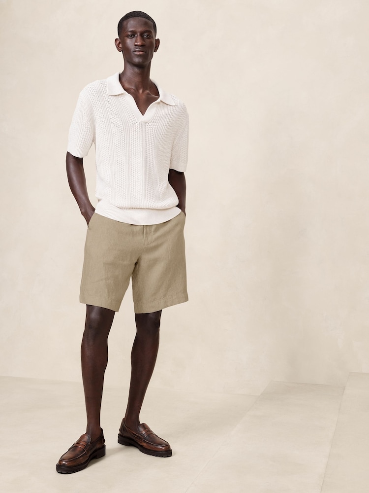 Banana Republic Brown Lino Slim Fit 100% Linen 7"" Shorts - Image 1 of 4