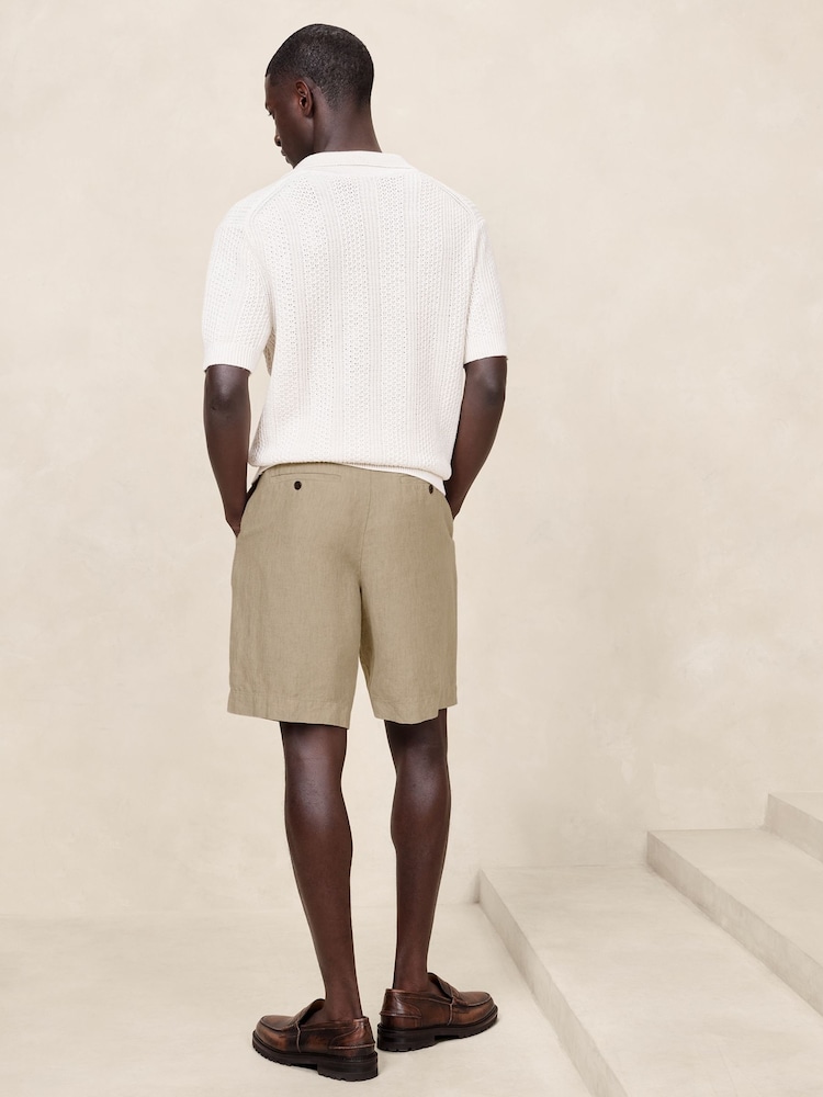 Banana Republic Brown Lino Slim Fit 100% Linen 7"" Shorts - Image 2 of 4
