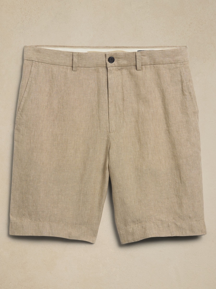 Banana Republic Brown Lino Slim Fit 100% Linen 7"" Shorts - Image 4 of 4