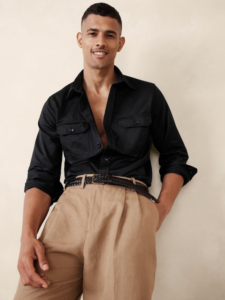 Banana Republic Black Expedition Cotton-Linen Shirt - Image 1 of 1