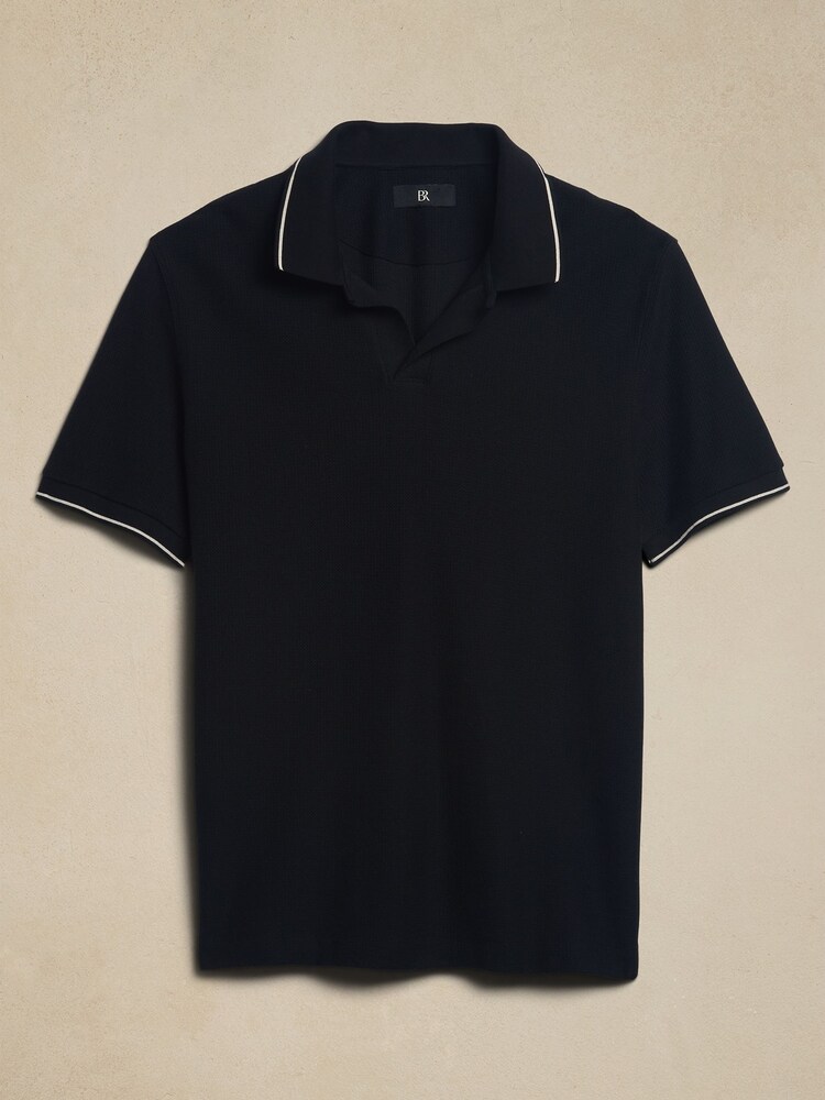 Banana Republic Black Laguna Jacquard Polo Shirt - Image 4 of 4 Banana Republic Black Laguna Jacquard Polo Shirt - Image 4 of 4