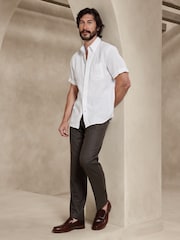Белый - Рубашка из 100% льна с короткими рукавами Banana Republic Castelletto - Image 1 of 2