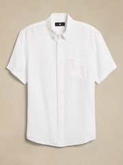 Белый - Рубашка из 100% льна с короткими рукавами Banana Republic Castelletto - Image 2 of 2