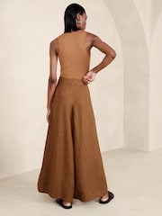 Banana Republic Brown Lina Linen Wide-Leg Trousers - Image 2 of 4