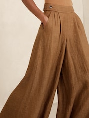Banana Republic Brown Lina Linen Wide-Leg Trousers - Image 3 of 4