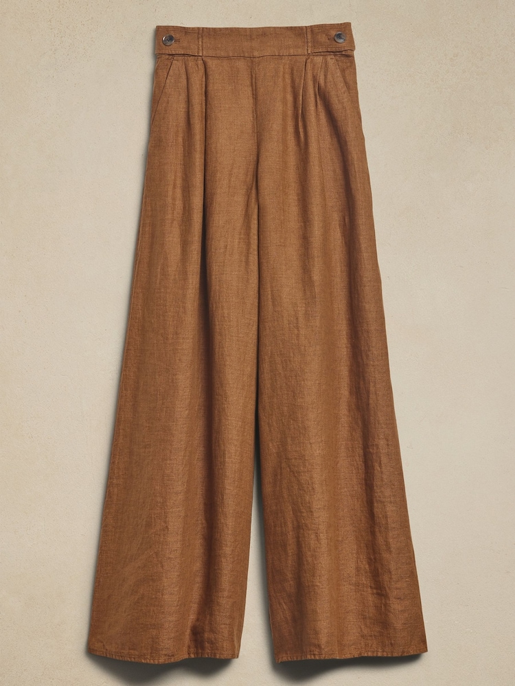 Banana Republic Brown Lina Linen Wide-Leg Trousers - Image 4 of 4