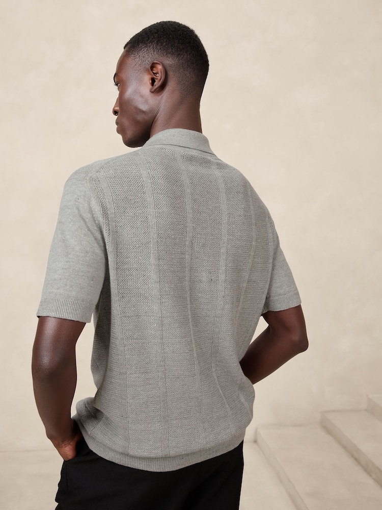 Banana Republic Grey Giorgio Linen-Cotton Resort Shirt - Image 2 of 4