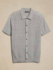 Banana Republic Grey Giorgio Linen-Cotton Resort Shirt - Image 4 of 4