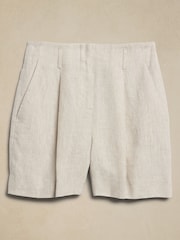 Banana Republic Neutral Lina Pleated Linen Shorts - Image 4 of 4