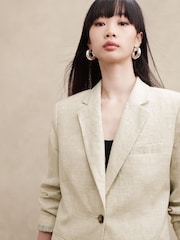 Banana Republic Beige Lina Relaxed Linen Blazer - Image 3 of 4