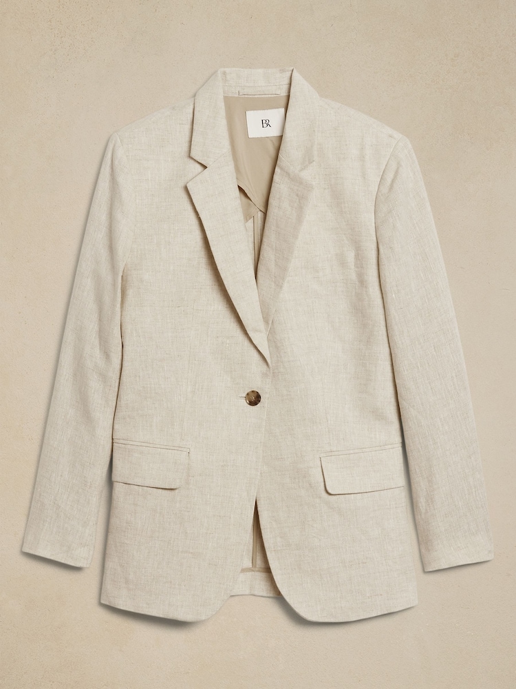 Banana Republic Beige Lina Relaxed Linen Blazer - Image 4 of 4