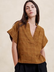Banana Republic Brown Laurel Linen Cotton Top - Image 1 of 1