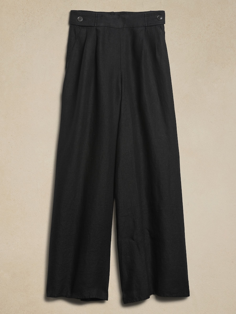 Banana Republic Black Lina Linen Wide Leg Trousers - Image 4 of 4