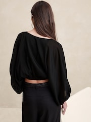 Banana Republic Black Eliana Cotton-Silk Top - Image 2 of 4
