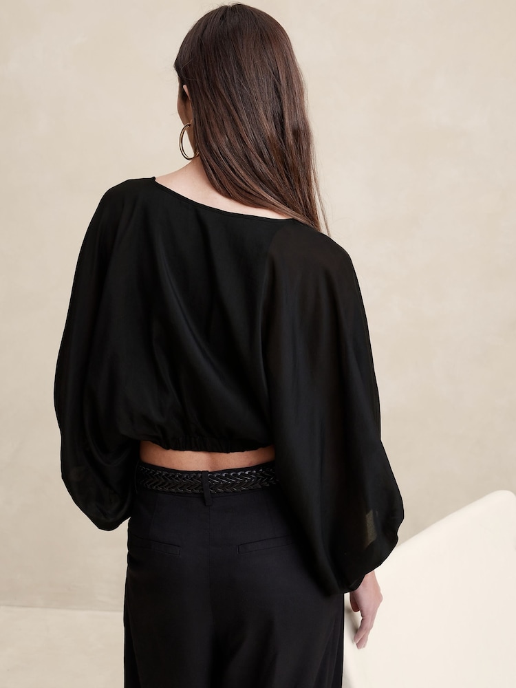 Banana Republic Black Eliana Cotton-Silk Top - Image 2 of 4