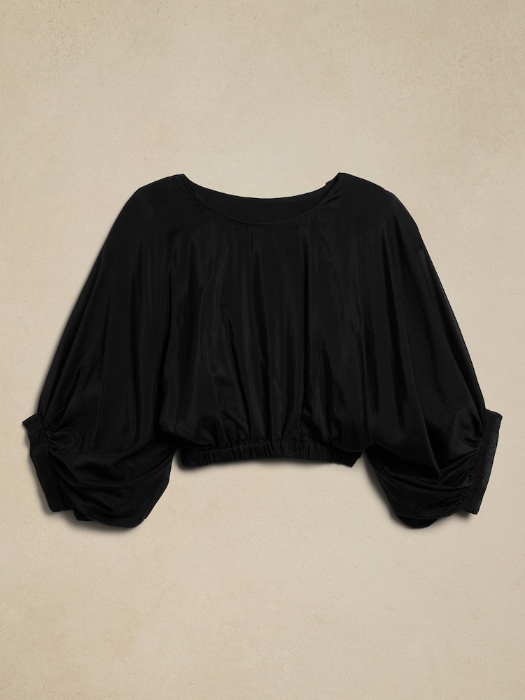 Banana Republic Black Eliana Cotton-Silk Top - Image 4 of 4