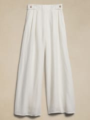 Banana Republic White Lina Linen Wide Leg Trousers - Image 4 of 4