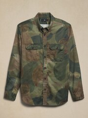 Banana Republic Khaki Green Expedition Cotton-Linen Shirt - Image 4 of 4