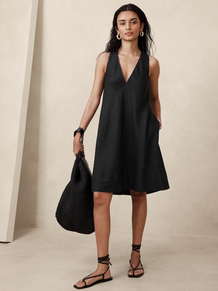 Banana Republic Black Ava Linen Mini Dress - Image 1 of 1 Banana Republic Black Ava Linen Mini Dress - Image 1 of 1