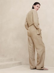 Banana Republic Beige Arcata Tencel-Linen Easy Trousers - Image 2 of 4