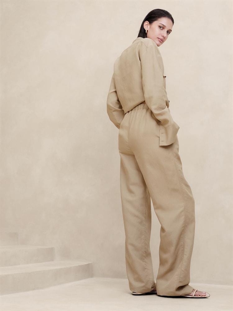 Banana Republic Beige Arcata Tencel-Linen Easy Trousers - Image 2 of 4