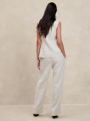Banana Republic Beige Lina 100% Linen Straight Fit Trousers - Image 2 of 4