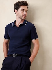 Banana Republic Blue Laguna Jacquard Polo Shirt - Image 1 of 1