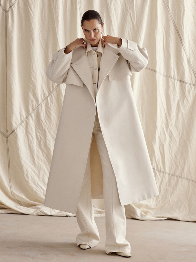 Banana Republic Grey Sabbia Oversized Italian Twill Trench Coat - Image 1 of 7