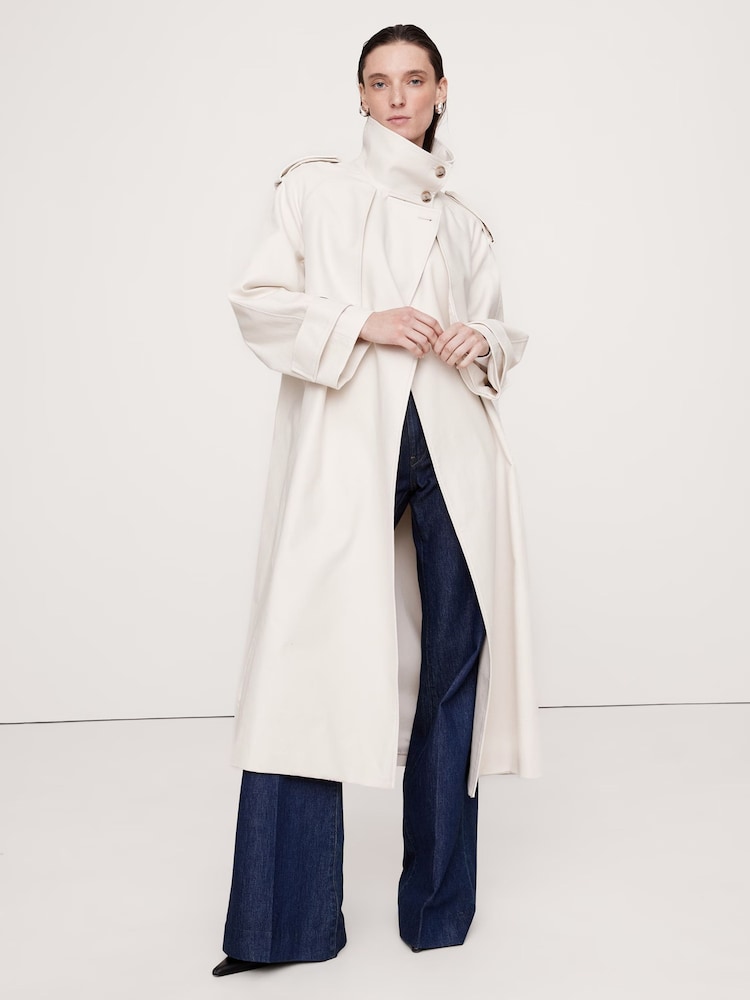 Banana Republic Grey Sabbia Oversized Italian Twill Trench Coat - Image 2 of 7
