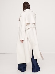 Banana Republic Grey Sabbia Oversized Italian Twill Trench Coat - Image 3 of 7