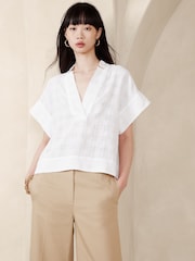 Banana Republic White Laurel Linen Cotton Top - Image 1 of 1