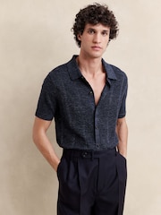 Banana Republic Blue Giorgio Linen-Cotton Resort Shirt - Image 1 of 1