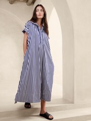 Banana Republic Blue Stripe Cruz Poplin Maxi Dress - Image 1 of 1