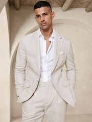 Banana Republic Cream Arroyo Cotton-Linen Suit Jacket - Image 1 of 4