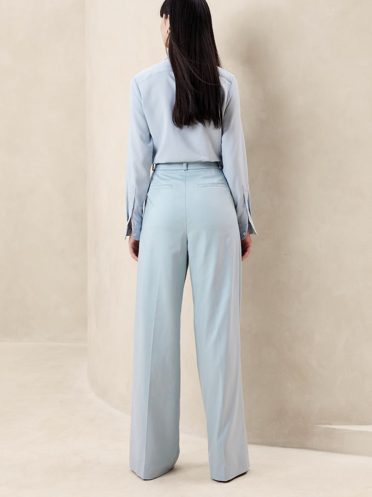 Banana Republic Blue Carmel Pleated Wide-Leg Trousers - Image 2 of 4