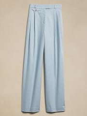 Banana Republic Blue Carmel Pleated Wide-Leg Trousers - Image 4 of 4