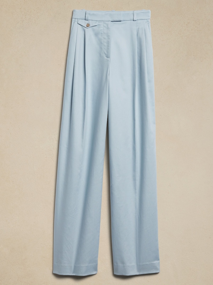 Banana Republic Blue Carmel Pleated Wide-Leg Trousers - Image 4 of 4 Banana Republic Blue Carmel Pleated Wide-Leg Trousers - Image 4 of 4