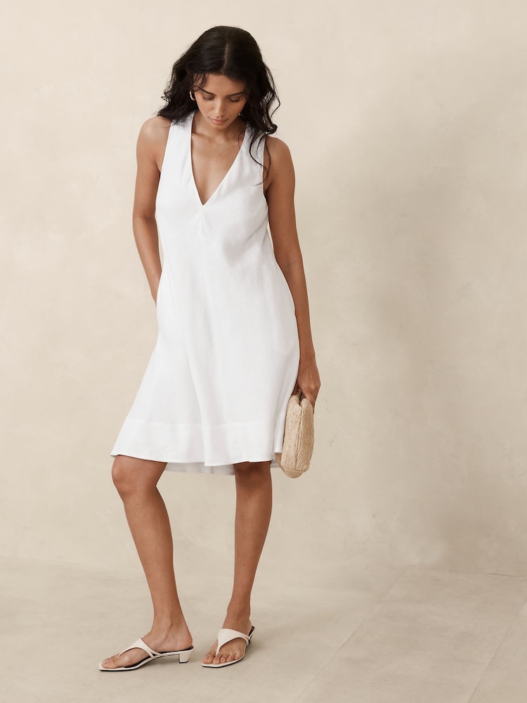 Banana Republic White Ava Linen Mini Dress - Image 1 of 1