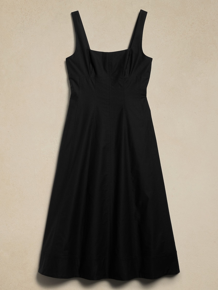 Banana Republic Black Natalia Square Neck Midi Dress - Image 1 of 2 Banana Republic Black Natalia Square Neck Midi Dress - Image 1 of 2