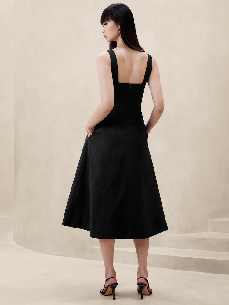 Banana Republic Black Natalia Square Neck Midi Dress - Image 2 of 2 Banana Republic Black Natalia Square Neck Midi Dress - Image 2 of 2